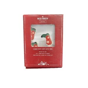 Red Shed Cowboy Boot LED String Lights With Timer 20 Ct Warm White Bulbs Indoor